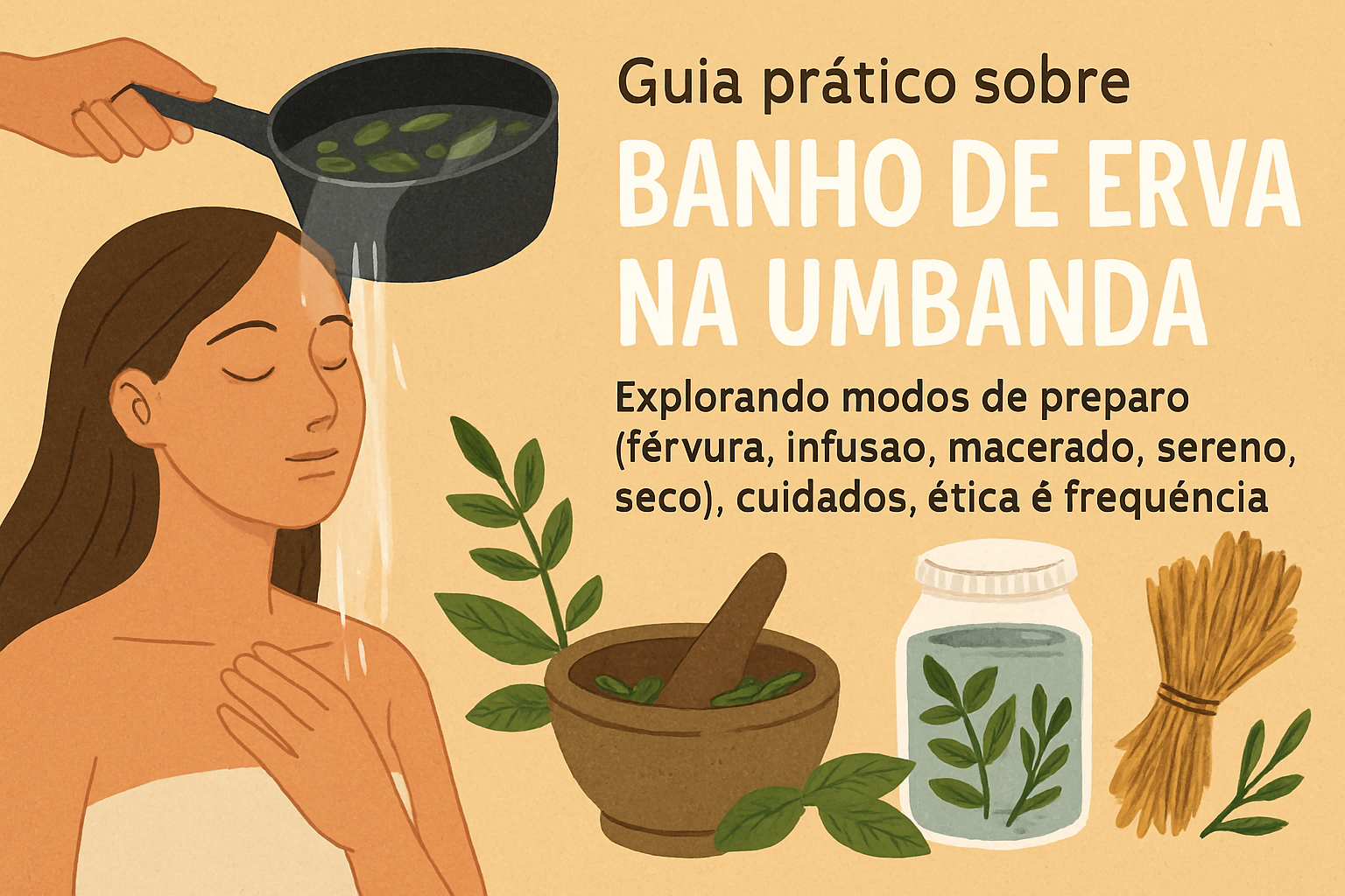 Imagem de capa do artigo: Banho de Erva na Umbanda: modos de preparo, autocuidado e energia