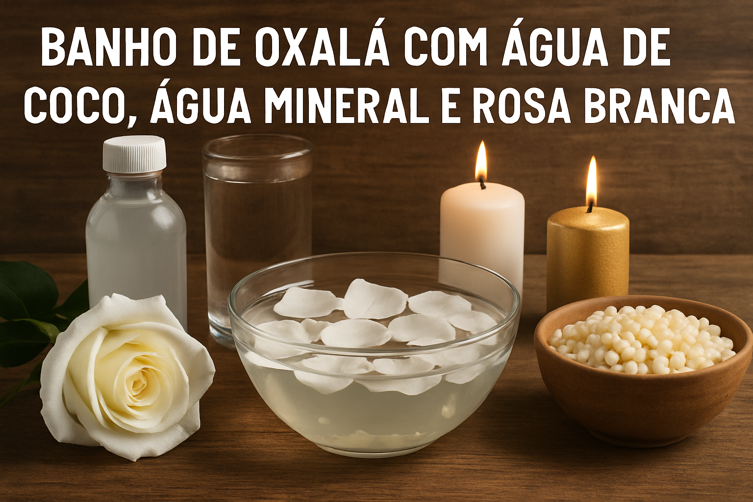 Imagem de capa do artigo: Banho de Oxalá para firmar o mental (Ori) e aliviar ansiedade: passo a passo com água de coco, rosa branca e canjica