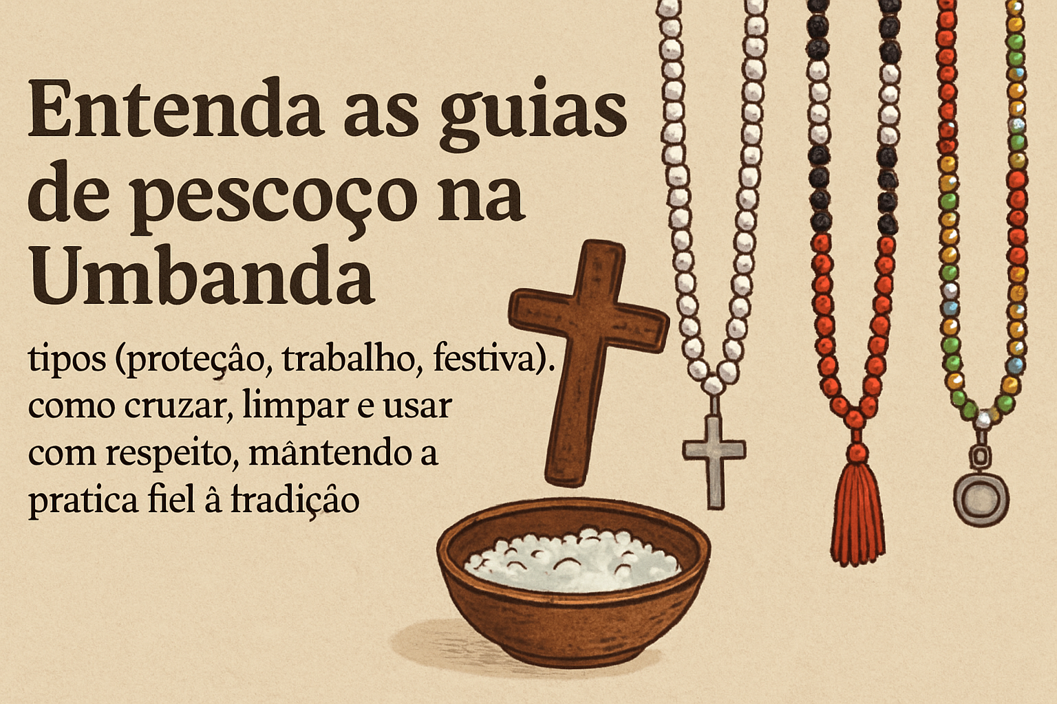 Imagem de capa do artigo: Guia de Pescoço na Umbanda: função, tipos e cuidados
