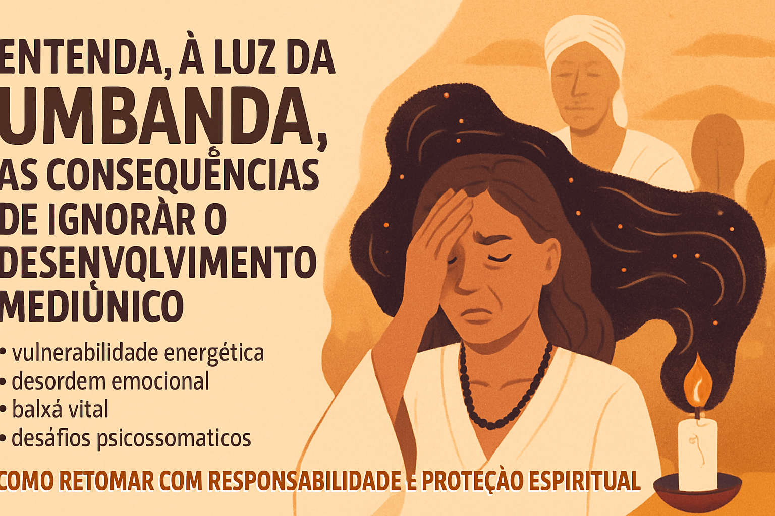 Imagem de capa do artigo: O que acontece ao negar a mediunidade? Consequências espirituais e como retomar o desenvolvimento (Umbanda)