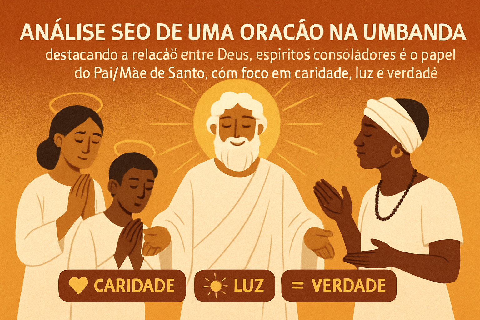 Imagem de capa do artigo: Umbanda: Oração, Luz e Espiritualidade — leitura respeitosa de uma oração de Pai/Mãe de Santo