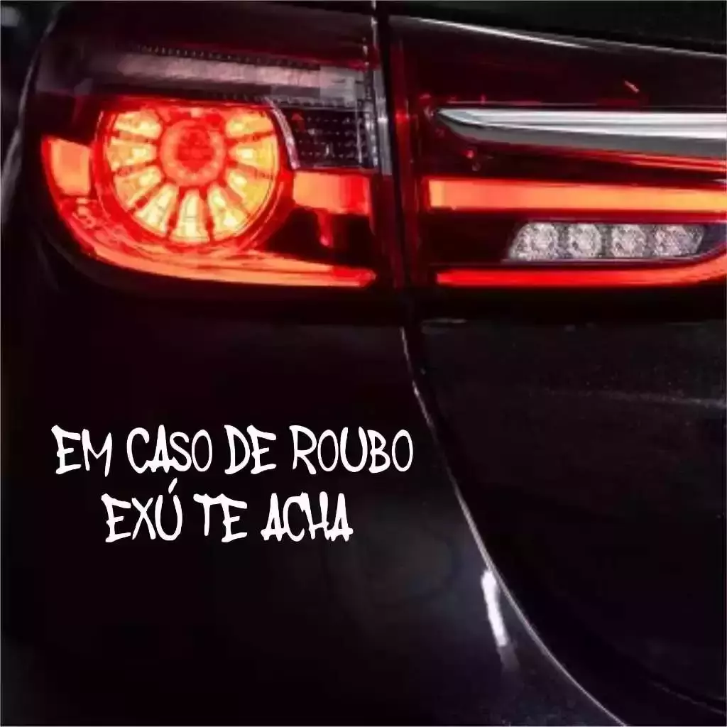Miniatura 3 de Adesivo De Carro EM CASO DE ROUBO EXÚ TE ACHA 20x6,5 Umbanda Candomblé Orixá