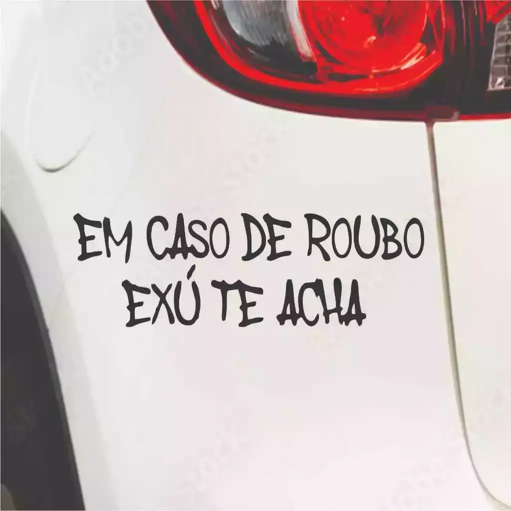 Miniatura 4 de Adesivo De Carro EM CASO DE ROUBO EXÚ TE ACHA 20x6,5 Umbanda Candomblé Orixá