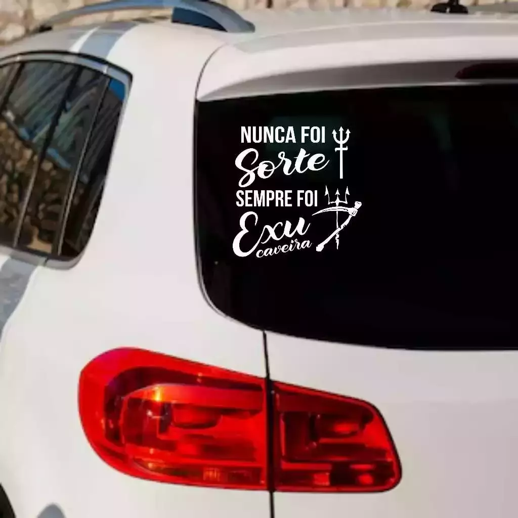 Adesivo Recortado - Nunca foi Sorte, Sempre foi Exu Caveira 25x20 Umbanda Candomblé Artigos Religiosos Adesivos Carro