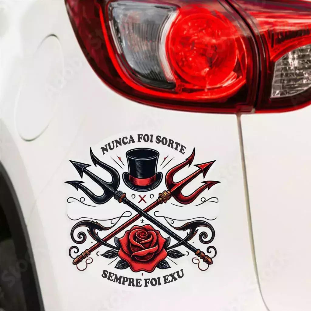 Adesivo Nunca foi sorte, sempre foi exu 15x15 cm - Impresso Magia Umbanda Candomblé