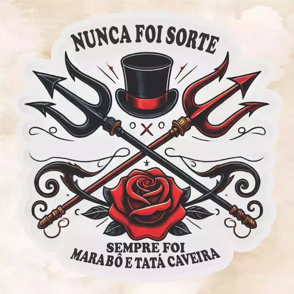 Adesivo Marabô e Tata Caveira 15x15cm Umbanda Candomblé