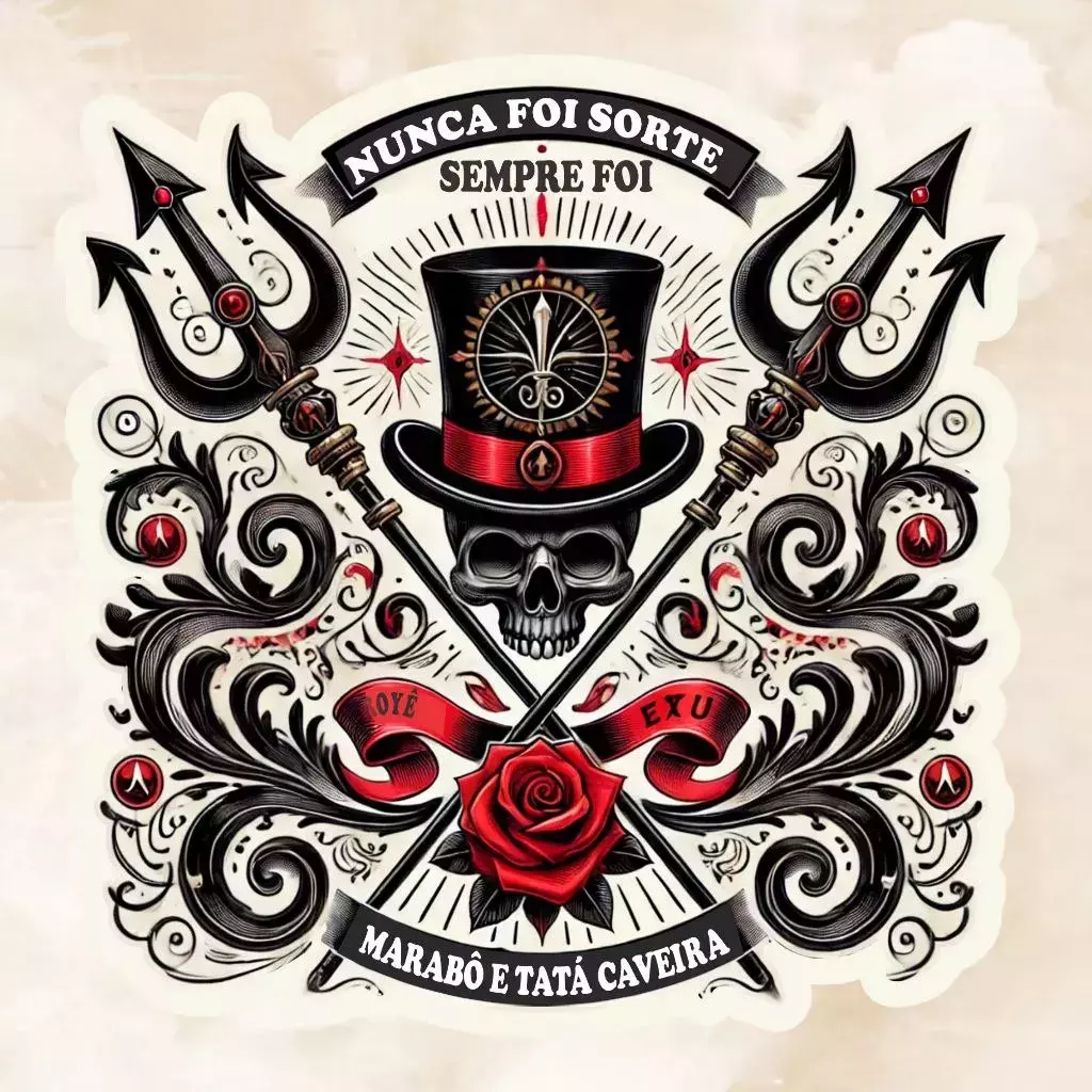 Adesivo -Marabô e Tata Caveira 15x15cm Umbanda Candomblé