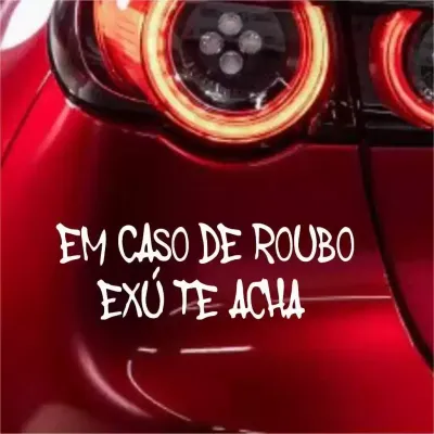 Miniatura 1 de Adesivo de Carro em Caso de Roubo Exú Te Acha 20x6,5 cm