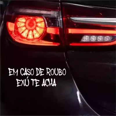 Miniatura 3 de Adesivo de Carro em Caso de Roubo Exú Te Acha 20x6,5 cm