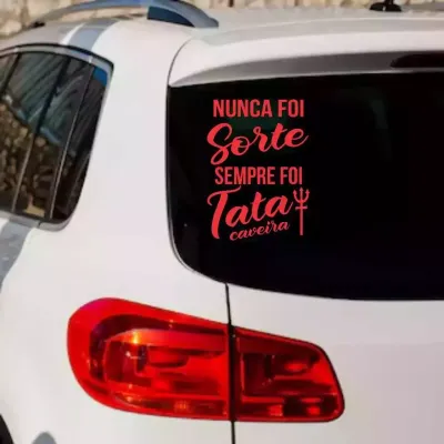 Miniatura 2 de Adesivo Nunca Foi Sorte, Sempre Foi Tata Caveira Vertical 25x20 cm