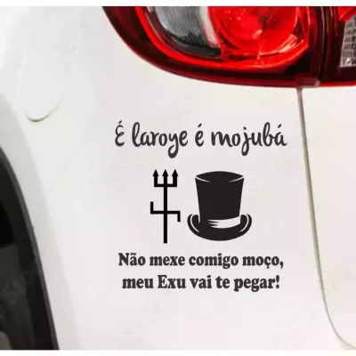 Miniatura 3 de Adesivo É Laroyê É Mojubá, Não Mexe Comigo Moço, Meu Exu Vai Te Pegar 15x15cm