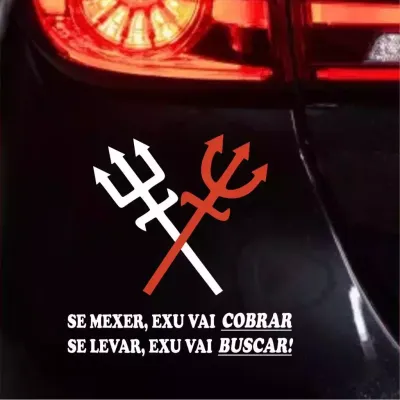 Miniatura 1 de Adesivo Se Mexer, Exu Vai Cobrar, Se Levar, Exu Vai Buscar!