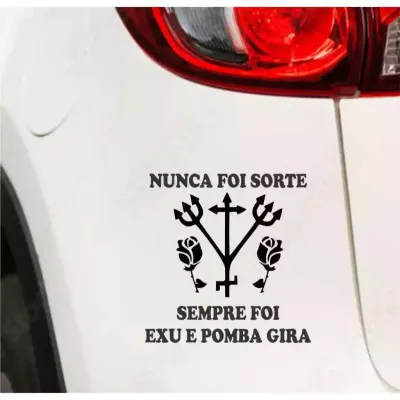 Miniatura 2 de Adesivo Nunca Foi Sorte, Sempre Foi Exu e Pomba Gira 15x15cm