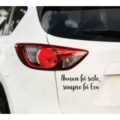 Miniatura 1 de Adesivo Recortado - Nunca Foi Sorte, Sempre Foi Exu 16x7 cm